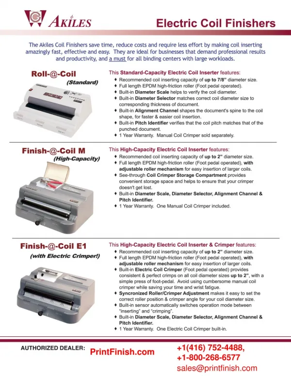Electric Coil Inserter Akiles Finish-@-Coil E1 Coil Binding Machine - PrintFinish.com