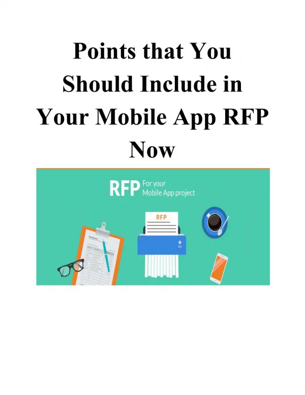 Points that You Should Include in Your Mobile App RFP Now