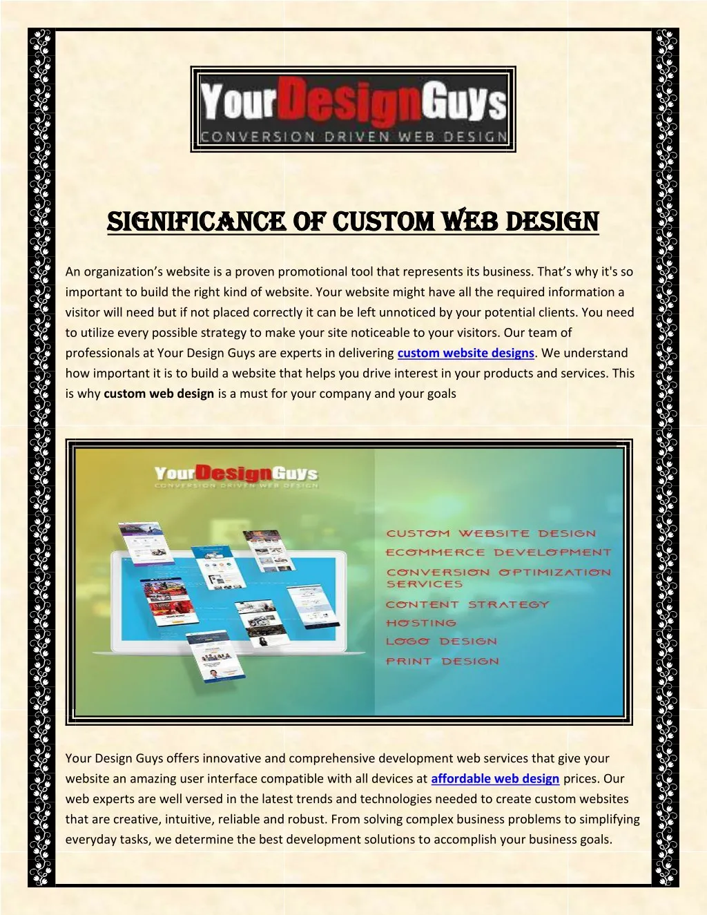 significance of custom web design significance