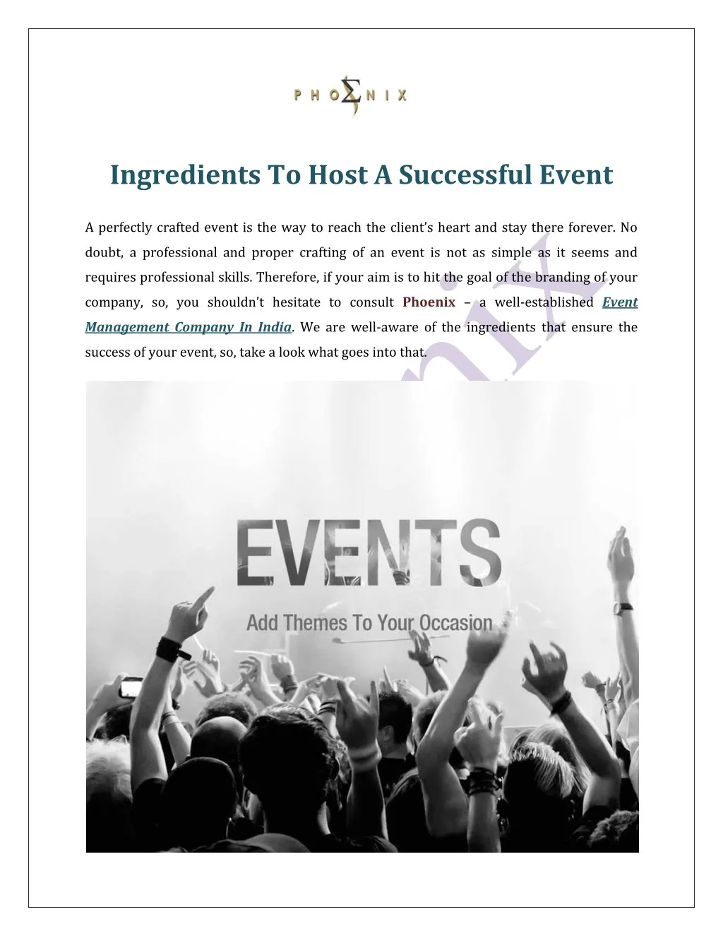 ingredients to host a successful event