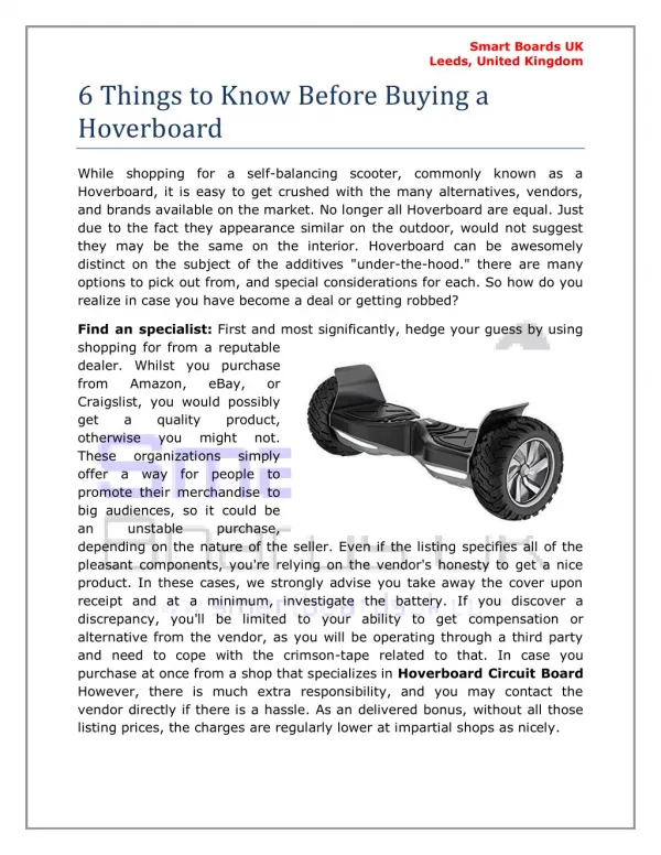 Things to Know Before Buying a Hoverboard