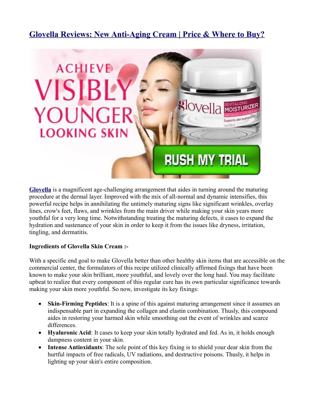 glovella reviews new anti aging cream price where