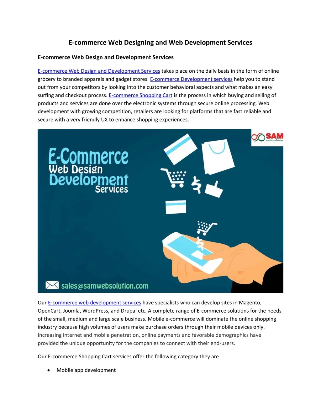e commerce web designing and web development