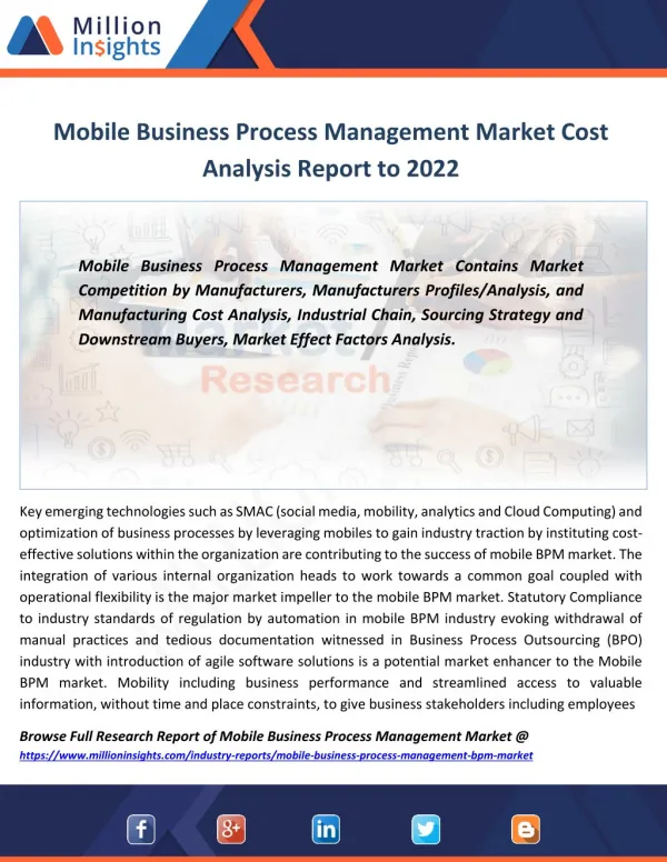 Mobile Business Process Management Market Opportunities Report Analysis to 2022