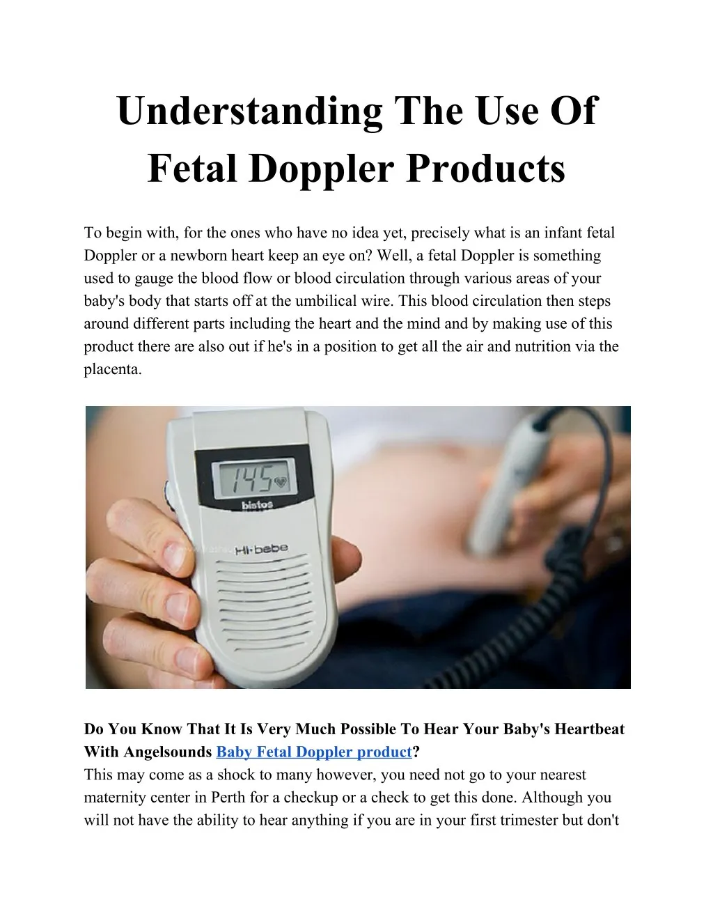 understanding the use of fetal doppler products