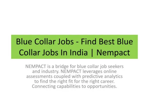 Blue Collar Jobs - Find Best Blue Collar Jobs In India | Nempact
