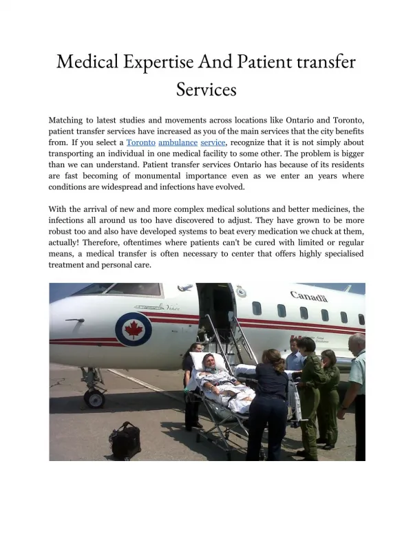 Patient Transportation Companies Ontario