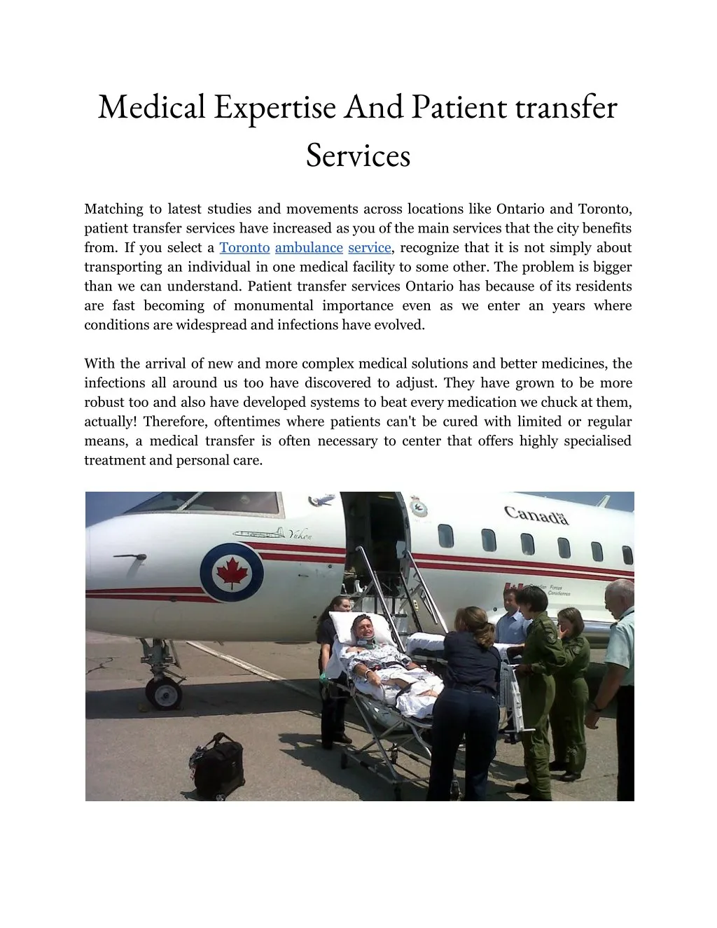 medical expertise and patient transfer services