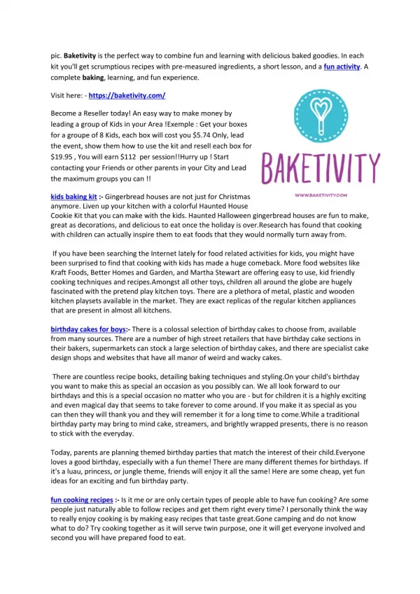 Baketivity.com :: Get your Baking Kit for kids :: 20 % Discount ! | Baking Kits for kids