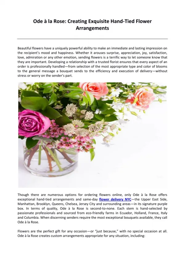 Ode Ã  la Rose: Creating Exquisite Hand-Tied Flower Arrangements