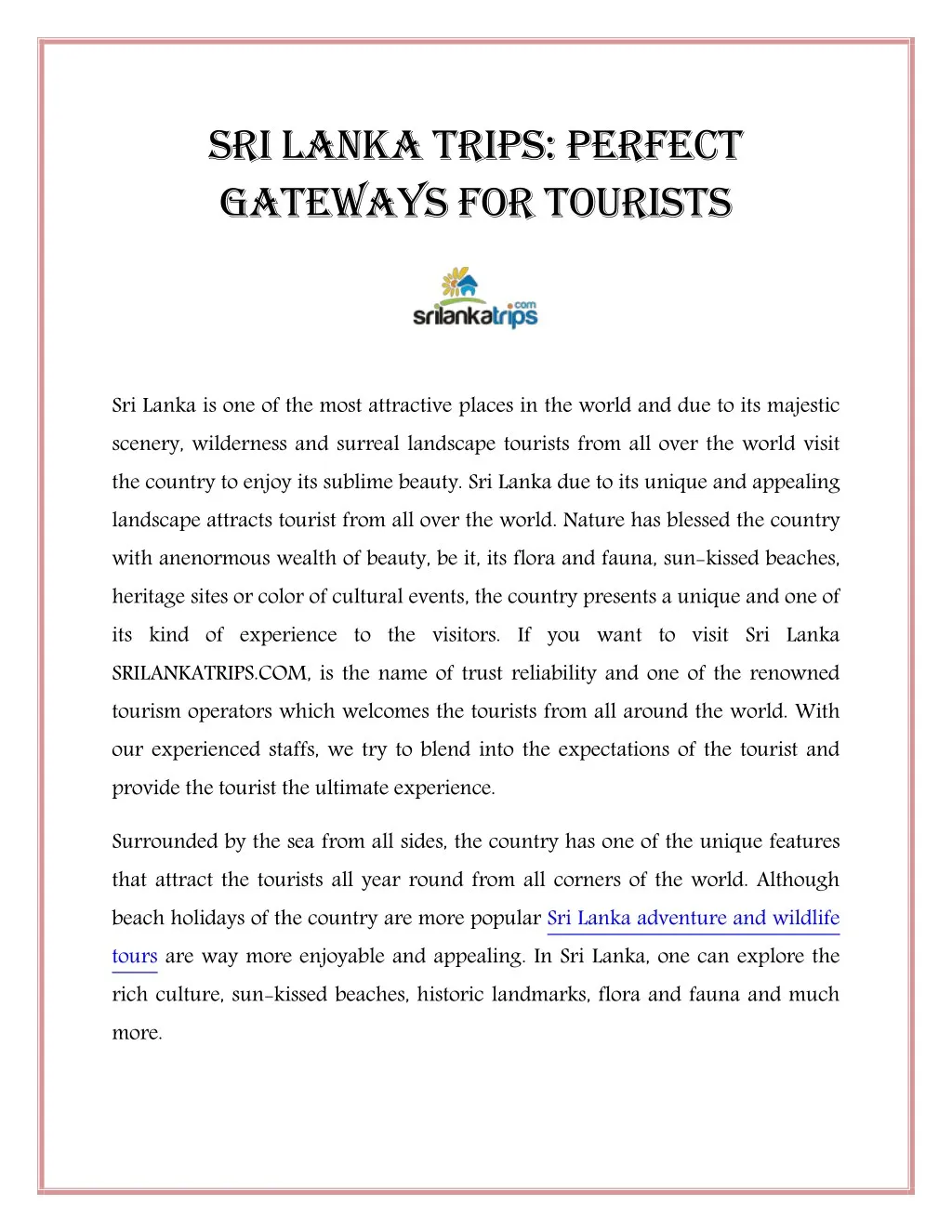 sri lanka trips perfect gateways for tourists