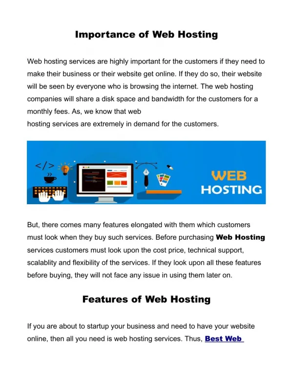 Web Hosting in Provider