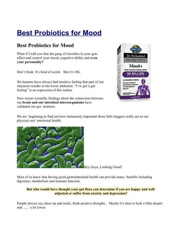 Best Probiotics for Mood