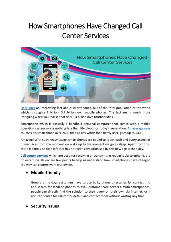 How Smartphones Have Changed Call Center Services