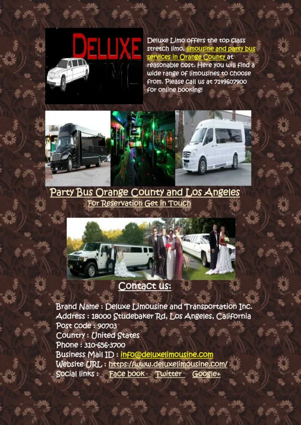 Get Hollywood Limousine Rental Service by Deluxe Limo