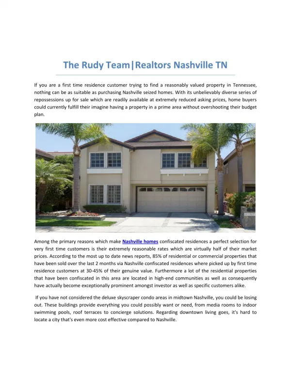 Nashville Real Estate | Find Houses & Homes for Sale in Nashville | The Rudy Group