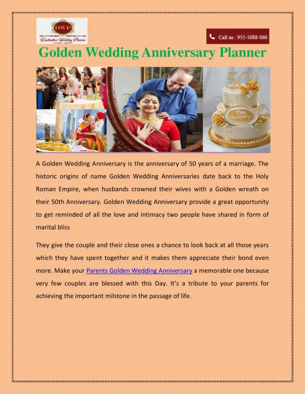 Golden Wedding Anniversary Planner