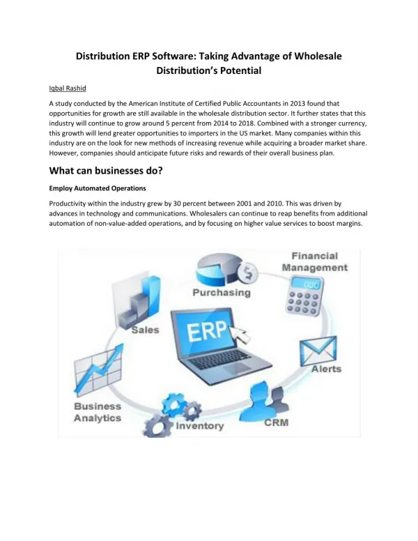 Distribution ERP Software: Taking Advantage of Wholesale Distributionâ€™s Potential