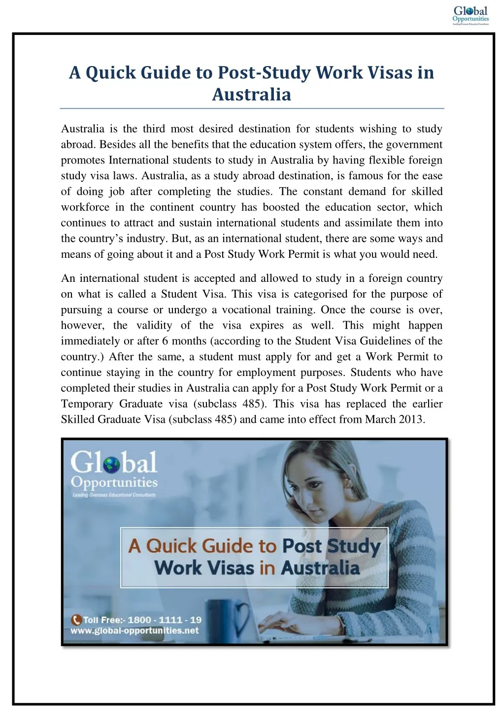 a quick guide to post study work visas