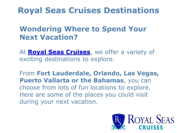 Royal Seas Cruises Destinations | Royal Seas Cruises