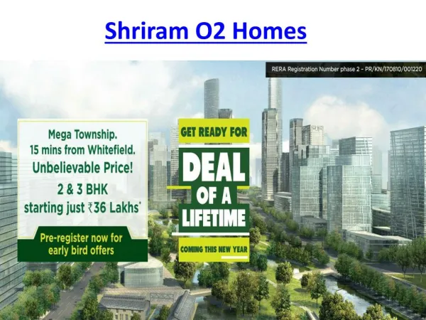 Shriram O2 Homes - New launch Apartments in Bangalore