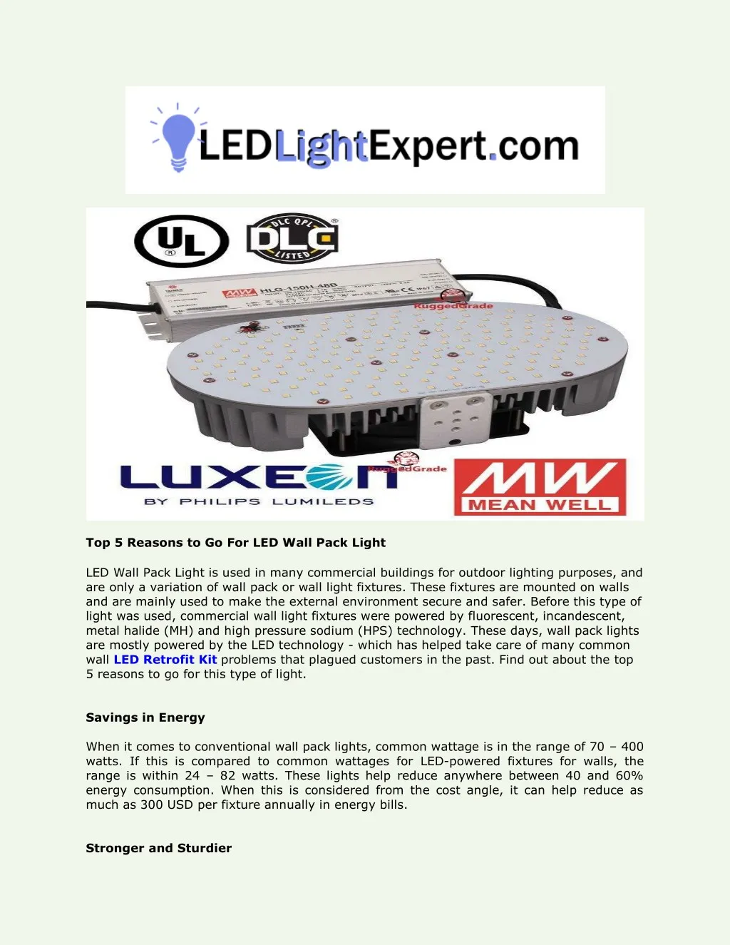 top 5 reasons to go for led wall pack light