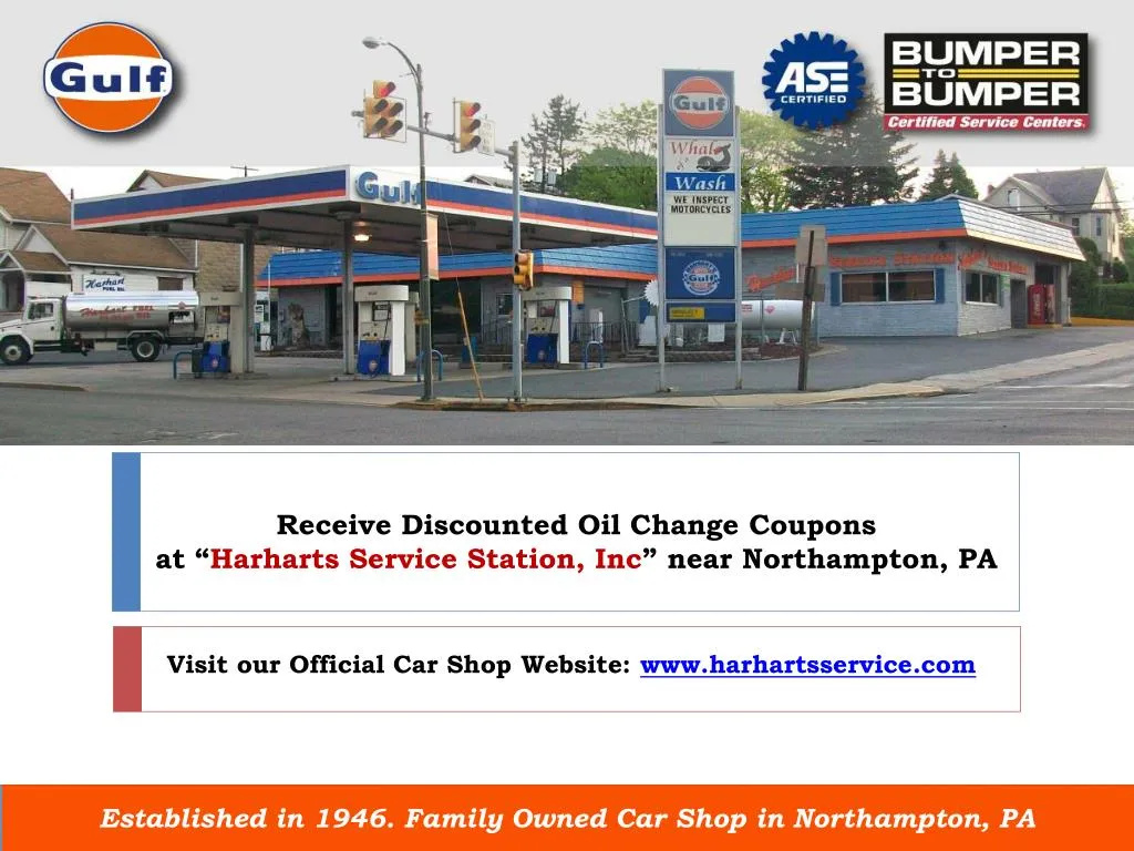 receive discounted oil change coupons at harharts service station inc near northampton pa