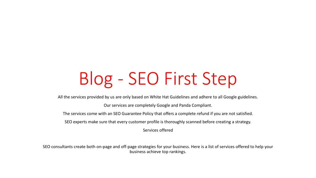 blog seo first step