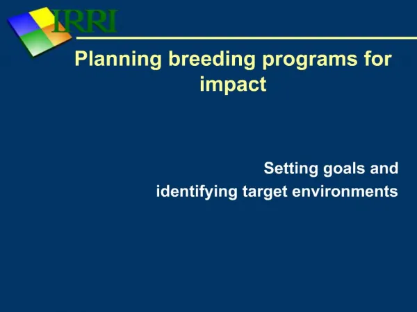 Planning breeding programs for impact