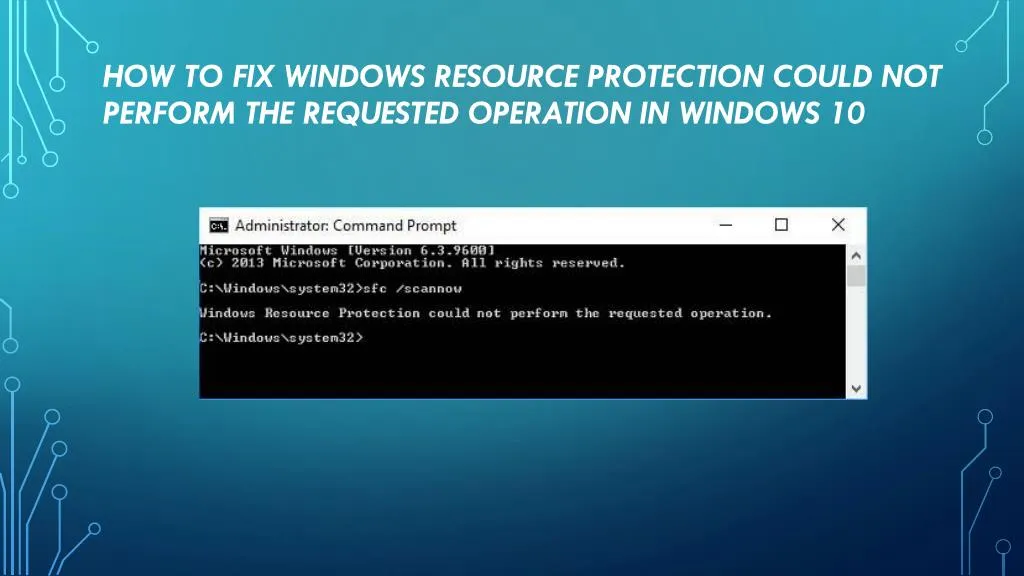 how to fix windows resource protection could not perform the requested operation in windows 10