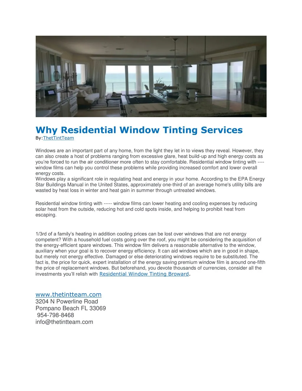 why residential window tinting services