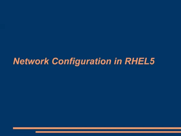 Network Configuration in RHEL5