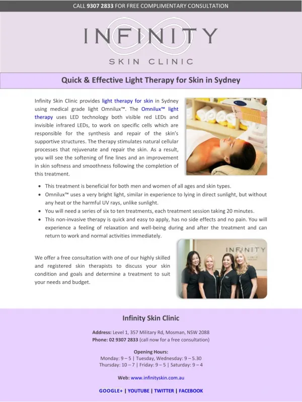 Quick & Effective Light Therapy for Skin in Sydney