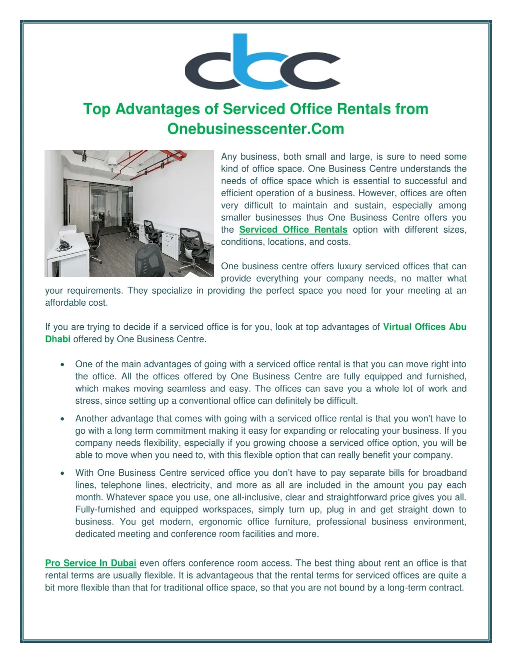 top advantages of serviced office rentals from