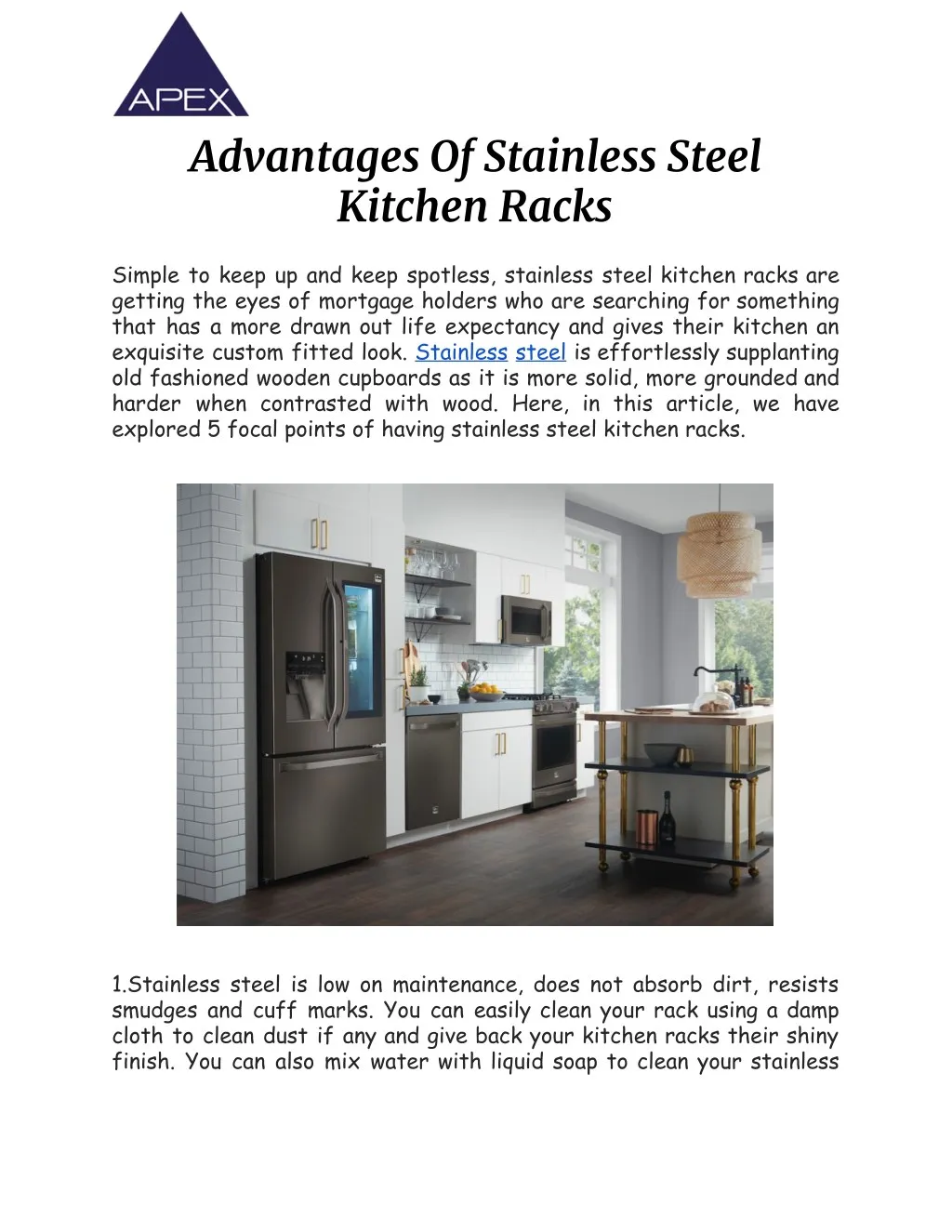advantages of stainless steel kitchen racks