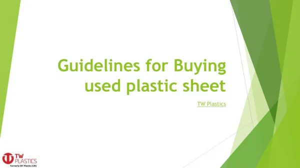 Guidelines for Buying used plastic sheet