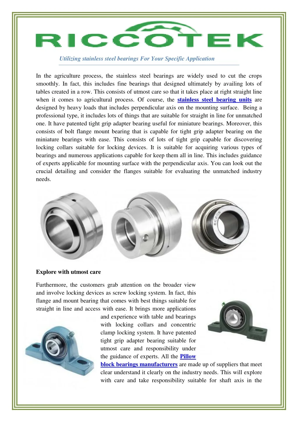 utilizing stainless steel bearings for your