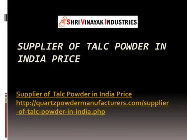 Supplier of Talc Powder in India Price