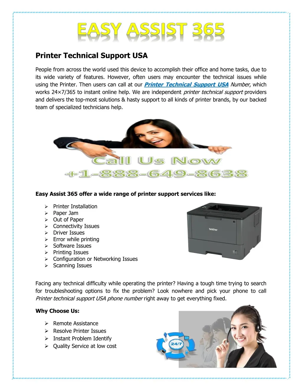 printer technical support usa