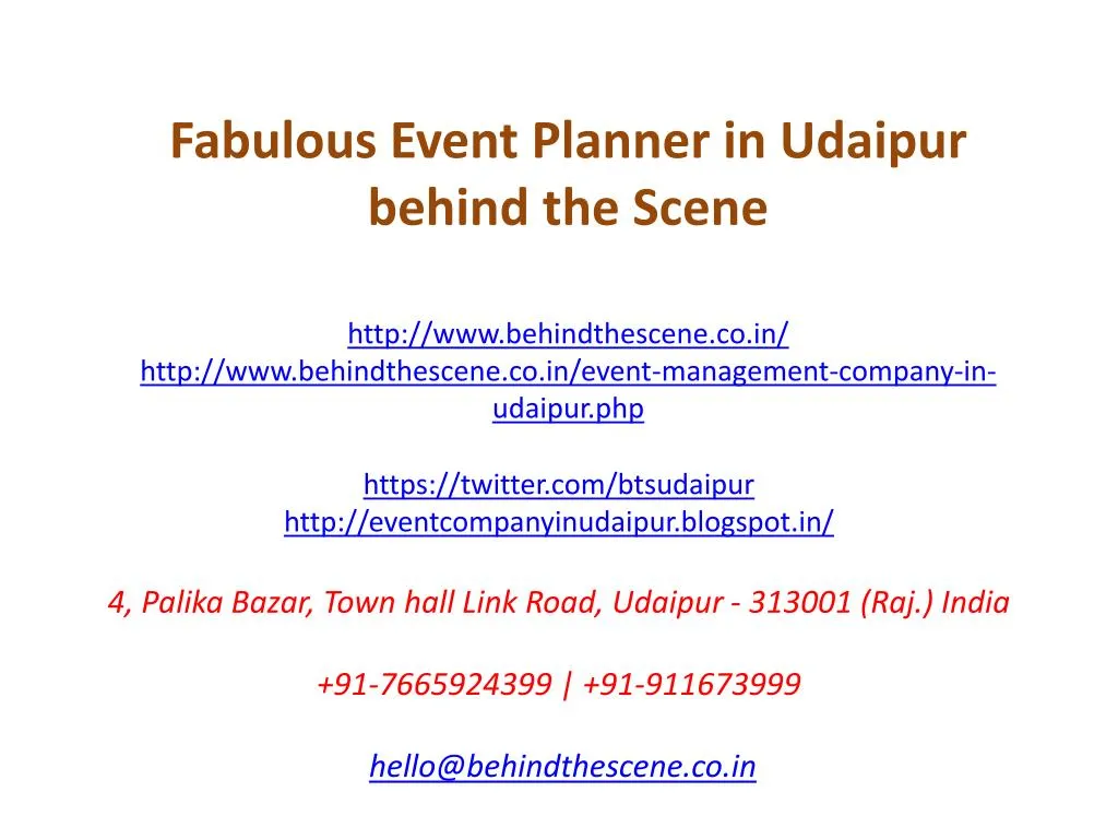 fabulous event planner in udaipur behind