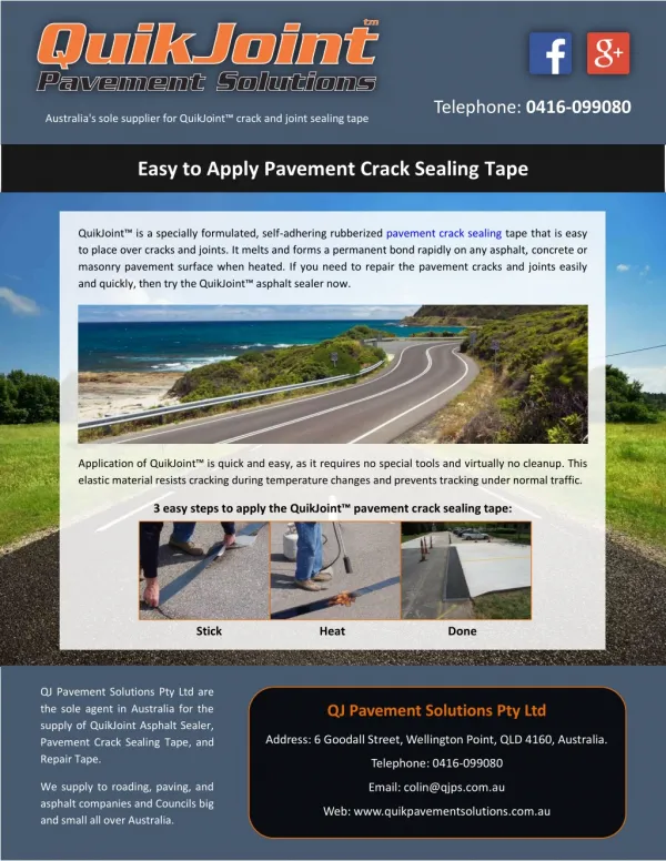 Easy to Apply Pavement Crack Sealing Tape
