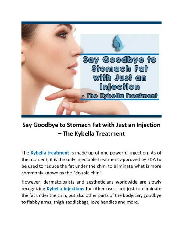 Say Goodbye to Stomach Fat with Just an Injection – The Kybella Treatment