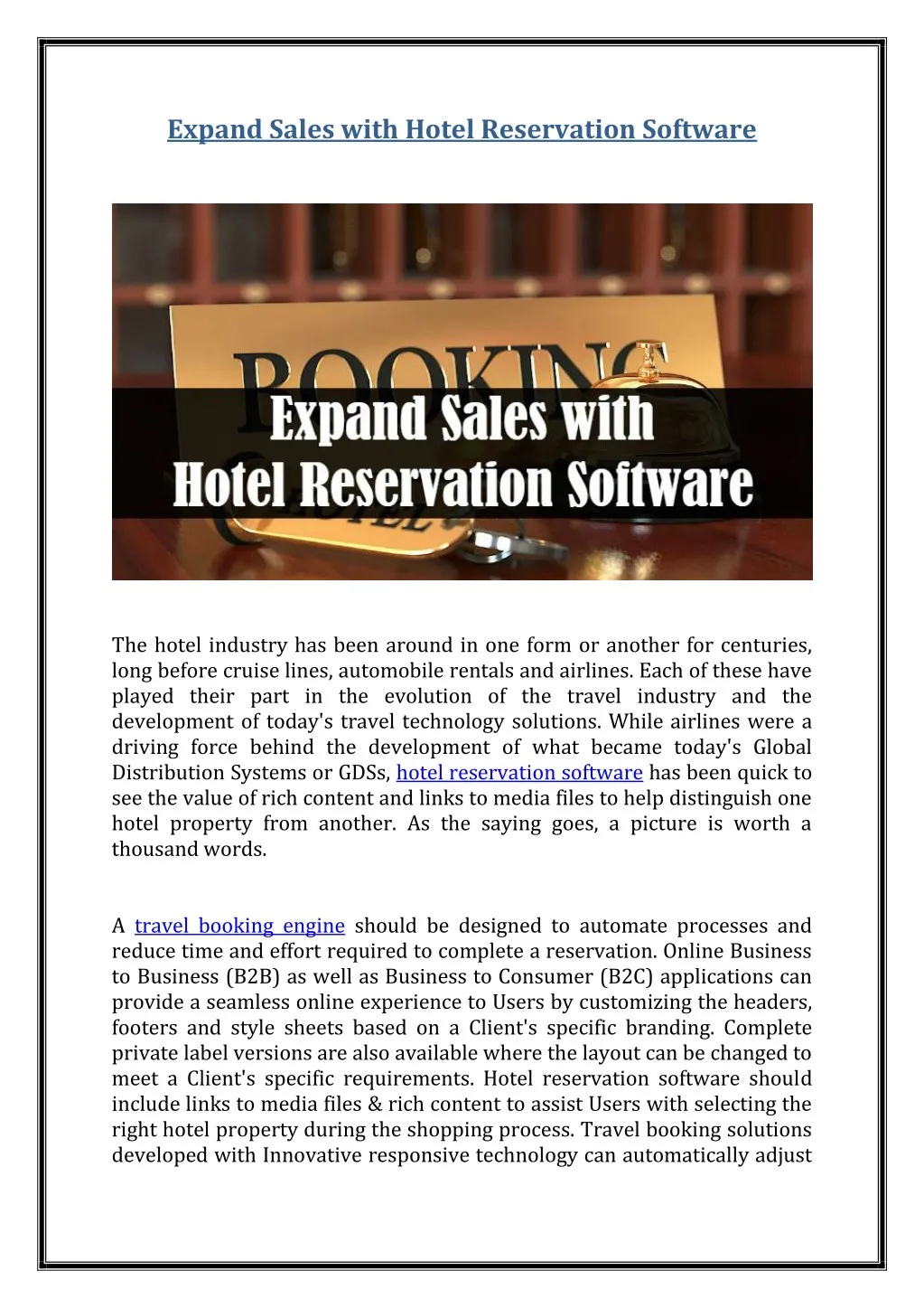 expand sales with hotel reservation software