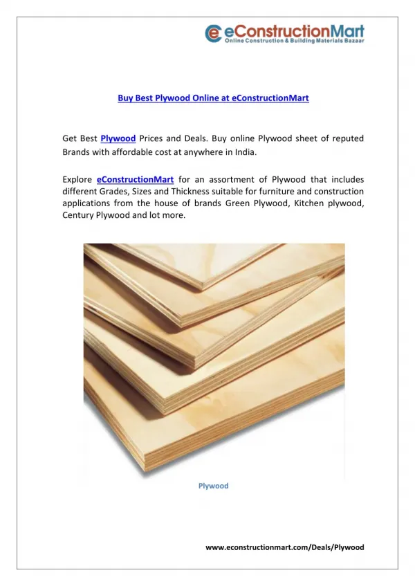 Buy best plywood online at e constructionmart