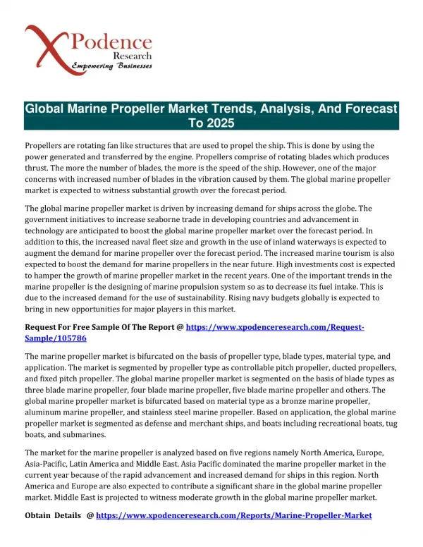 New study: Global Marine Propeller Market 2017-2025