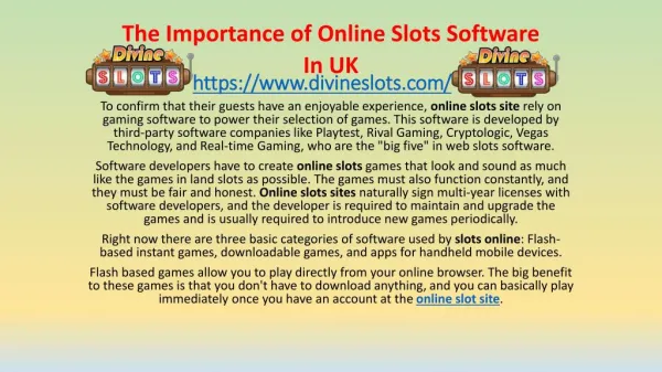 The Importance of Online Slots Software In UK
