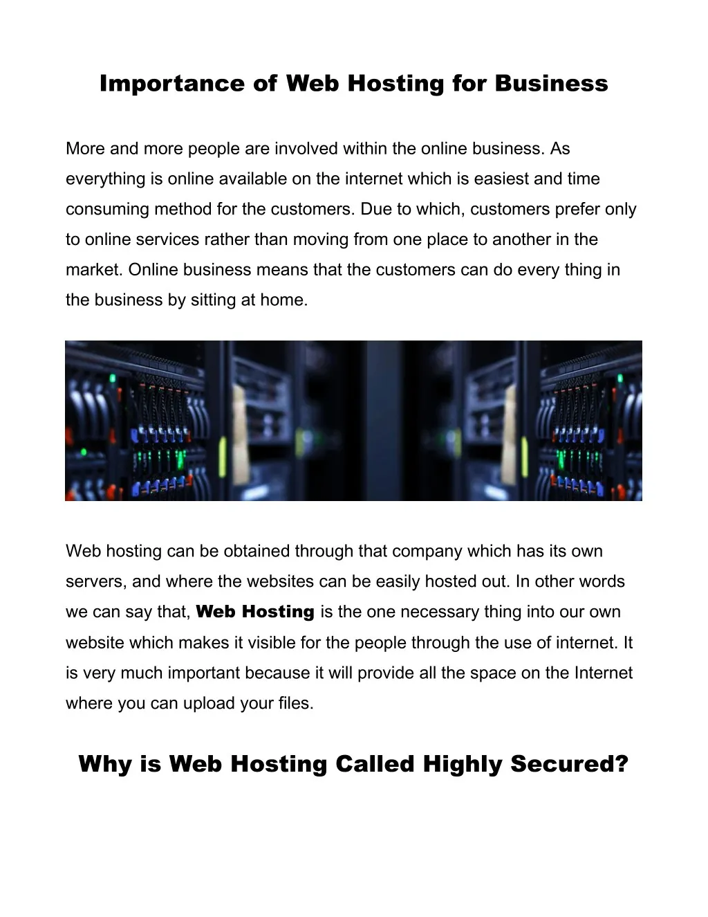 importance of web hosting for business