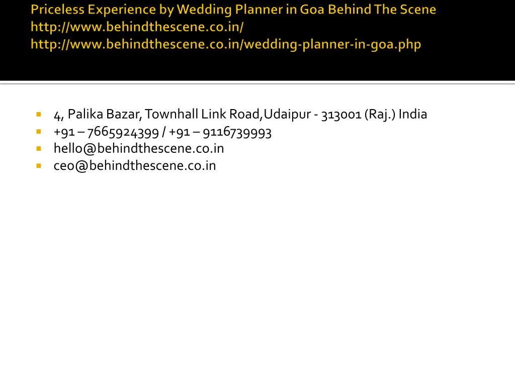 priceless experience by wedding planner