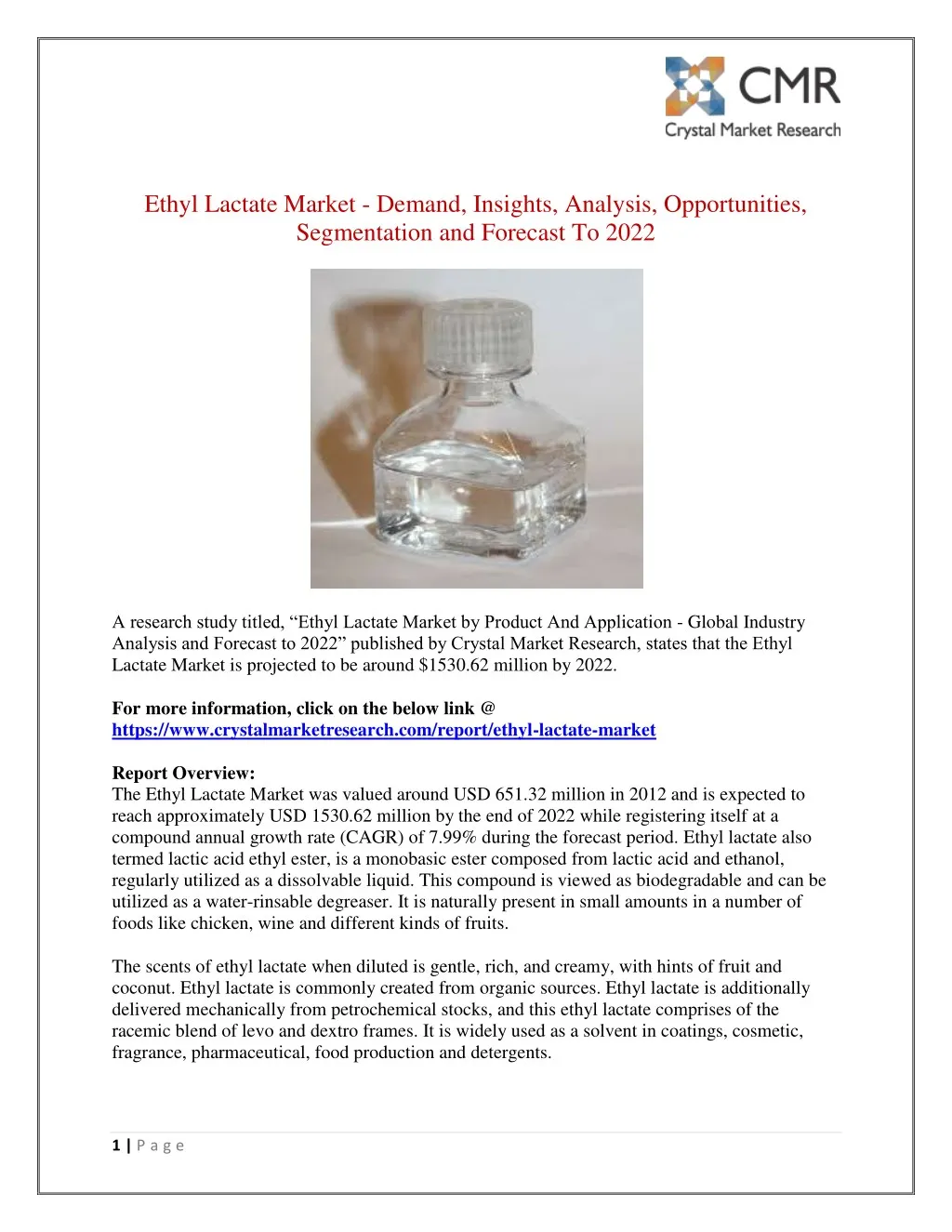 ethyl lactate market demand insights analysis