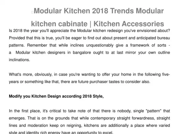 Modular Kitchen 2018 Trends - Modular kitchen cabinate | Kitchen Accessories